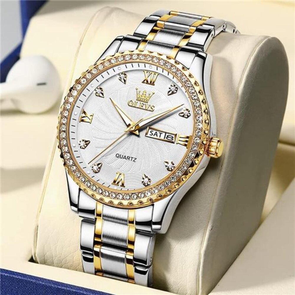 NEW Mens Gold Silver Luxury Business/Casual Watch